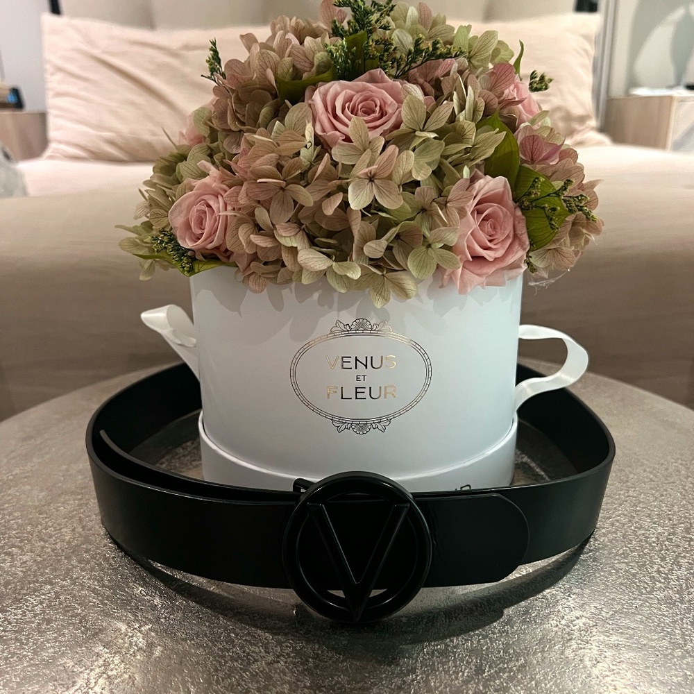 Women's Valentino By Mario Valentino Tonal Logo Leather Belt, Sz M